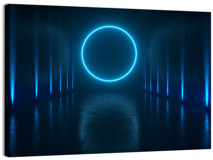 Glowing Neon Corridor Wall Art as a canvas print