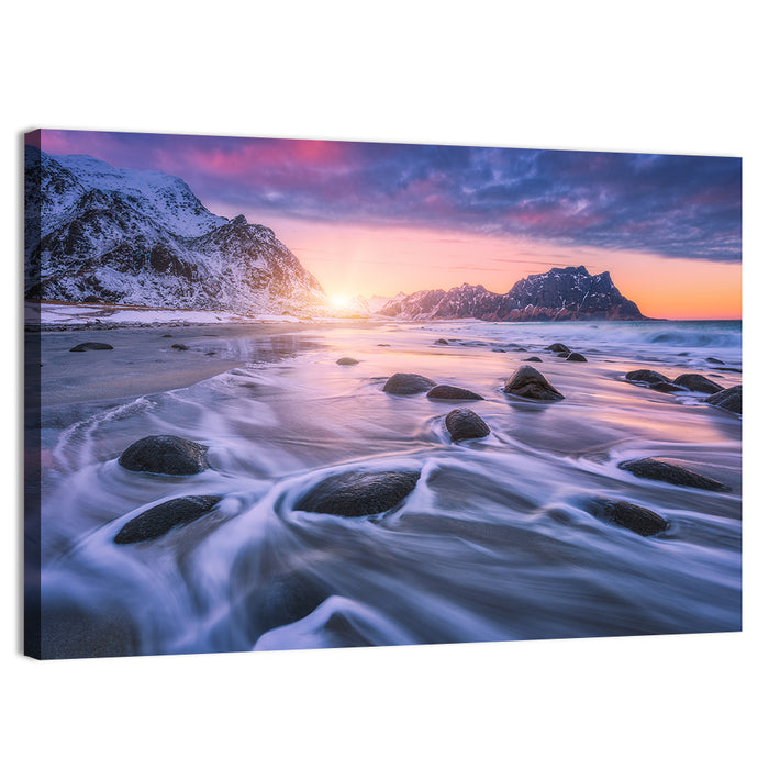 Utakleiv Sandy Beach Wall Art as a canvas print