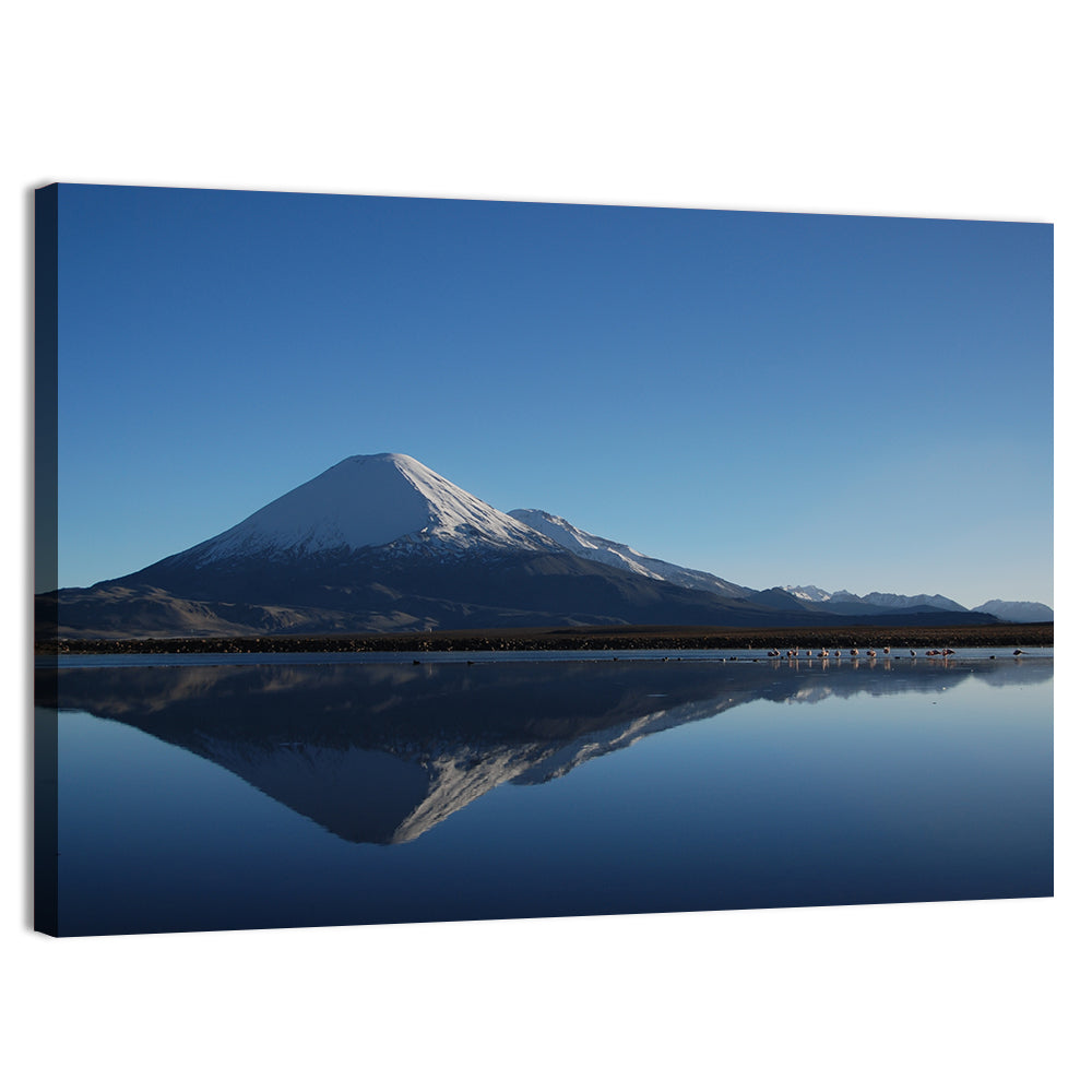 Chungara Lake Reflection Wall Art, canvas print, landscape