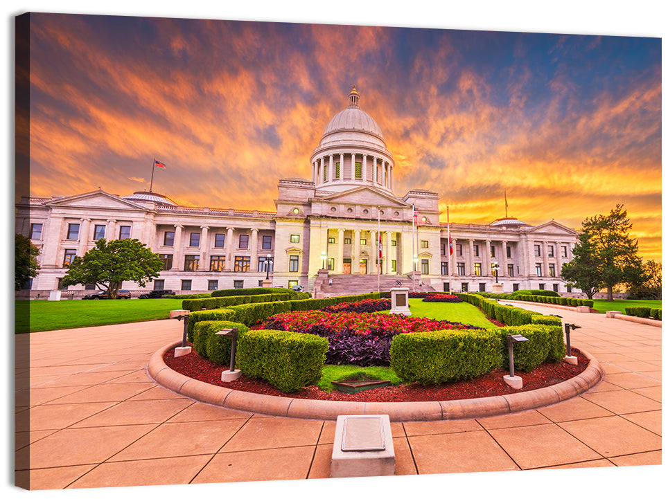Arkansas State Capitol at Sunset Wall Art, canvas print, landscape