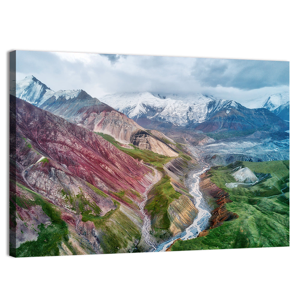 Mount Lenin Glacial Valley Wall Art, canvas print, landscape