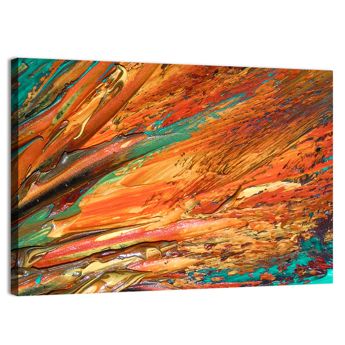 Flowing River Abstract in Orange and Teal Wall Art as a canvas print