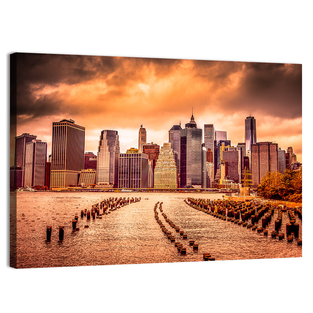 Lower Manhattan Financial District Wall Art, canvas print, landscape