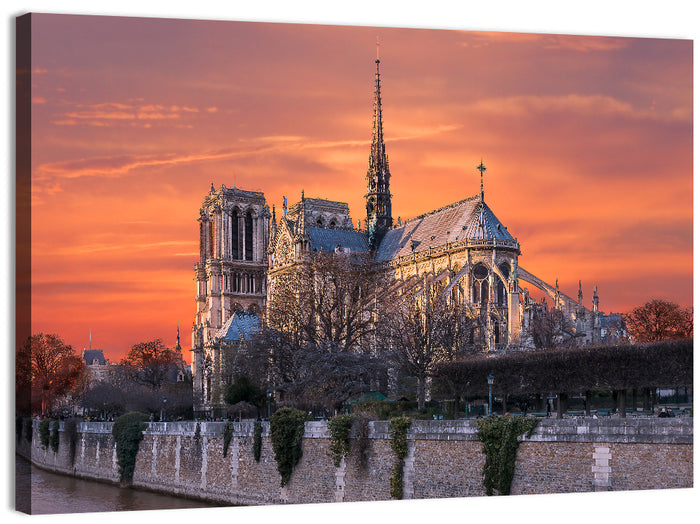 Notre-dame Cathedral at Golden Hour Wall Art as a canvas print