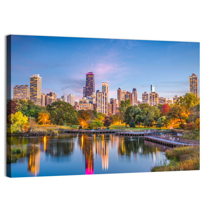 Chicago Skyline at Twilight Wall Art as a canvas print