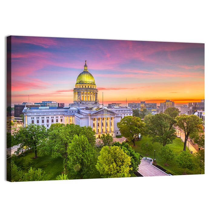 Madison State Capitol at Dusk Wall Art as a canvas print