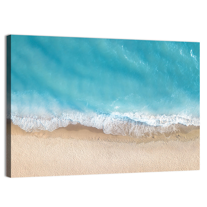 Top-down Turquoise Beachscape Wall Art as a canvas print