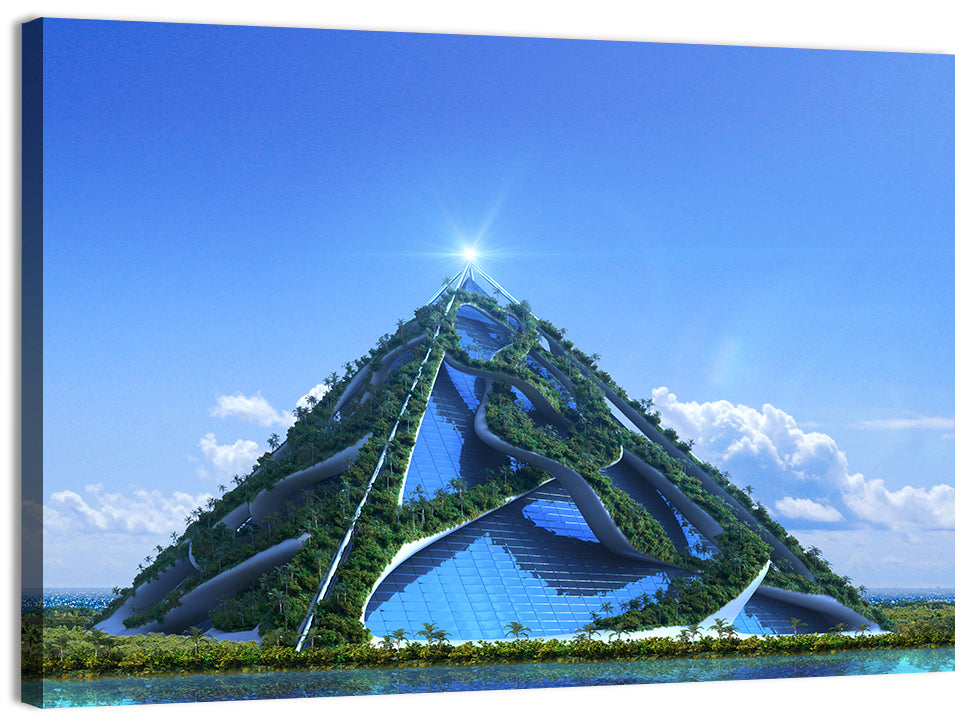 Glassy Pyramid with Gardens Wall Art, canvas print, landscape
