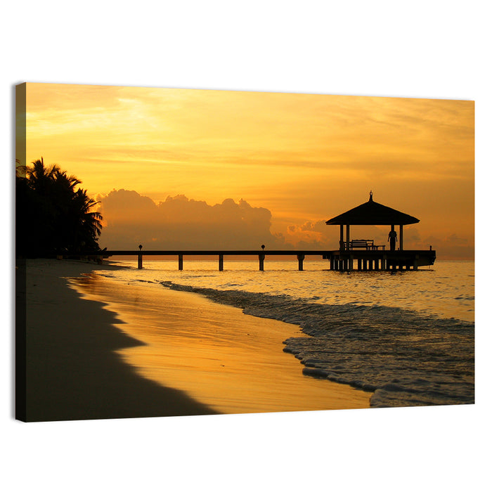 Resort Island Sunset Wall Art as a canvas print
