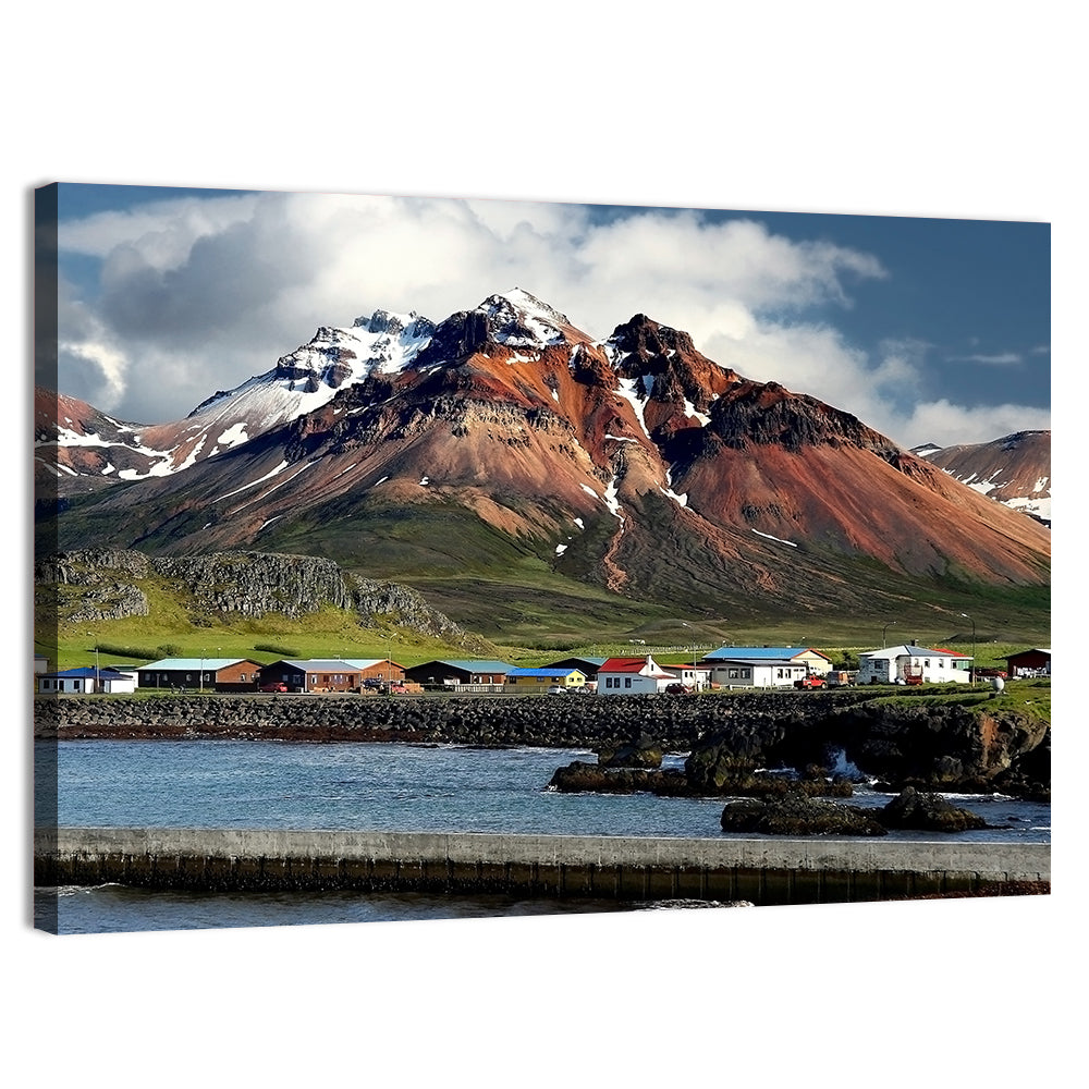 East Fjords Harbor Village Wall Art, canvas print, landscape