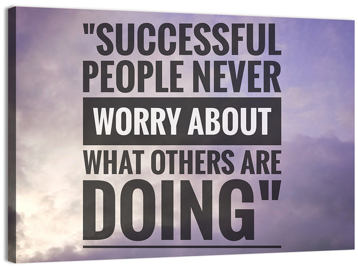 Successful People Never Worry Cloudy Sky Quote Wall Art as a canvas print