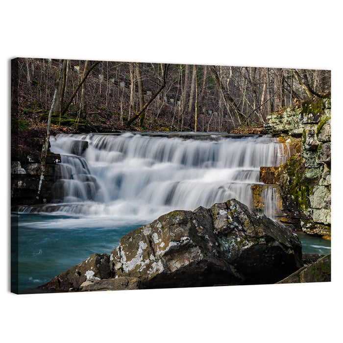 Fenwick Mines Mossy Rock Waterfall Wall Art as a canvas print