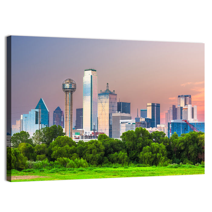 Dallas Golden Hour Skyline Wall Art as a canvas print