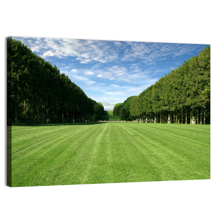Tree-lined Manicured Lawn Wall Art as a canvas print