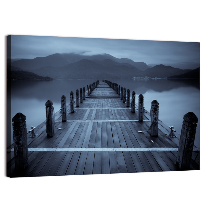 Long Lake Pier at Dusk Wall Art as a canvas print