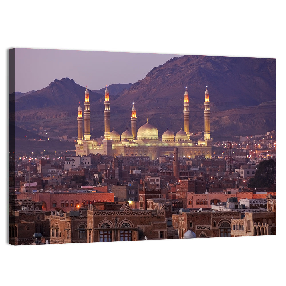 Al-saleh Mosque at Dusk Wall Art, canvas print, landscape