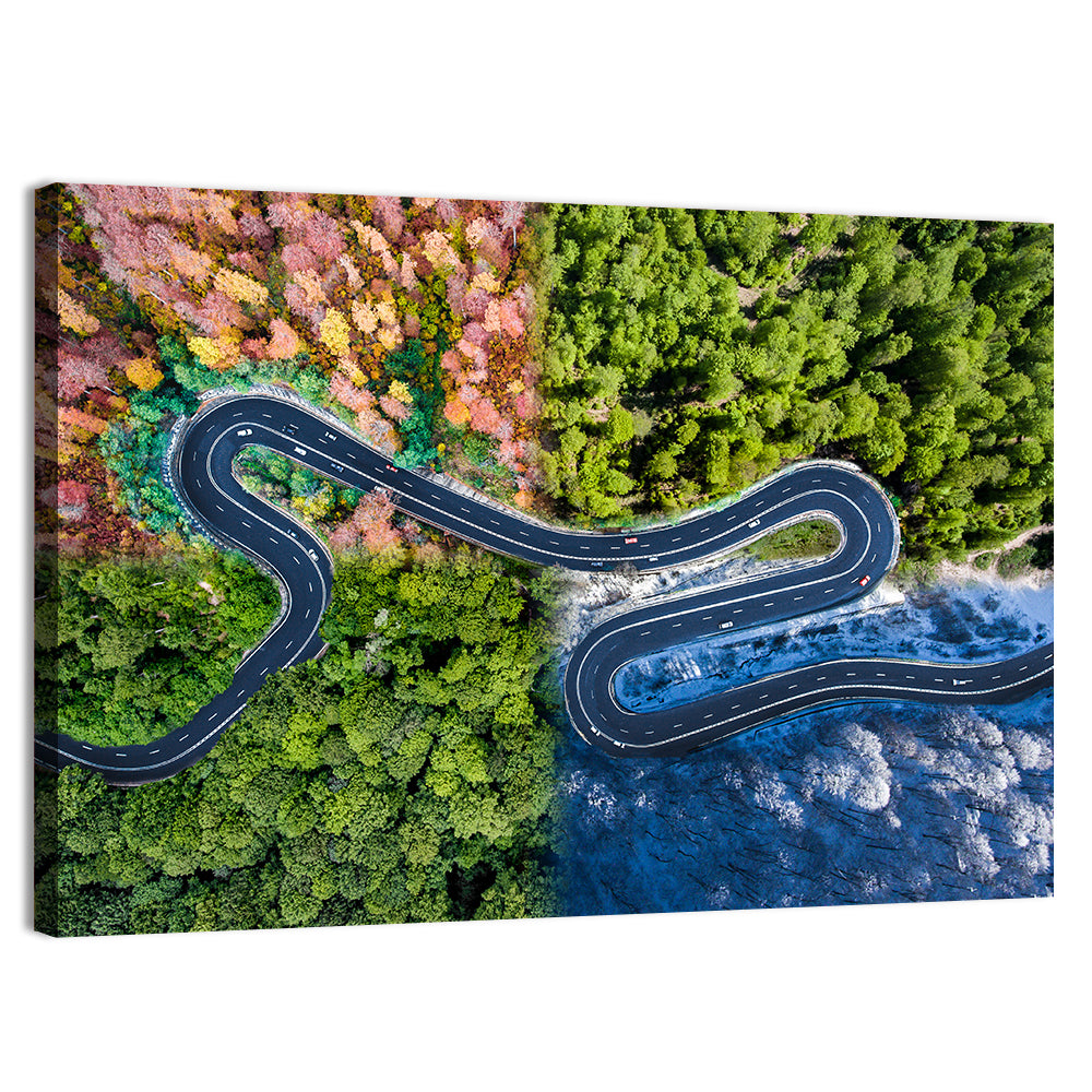 Four Seasons Winding Road Wall Art, canvas print, landscape