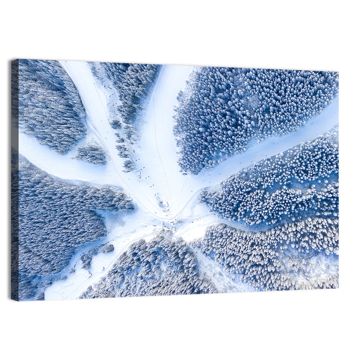 Birds-eye Ski Resort Landscape Wall Art as a canvas print