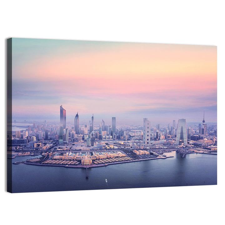Kuwait City Twilight Skyline Wall Art
