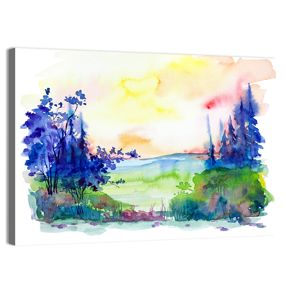 Sunrise Over Summer Forest Wall Art, canvas print, landscape