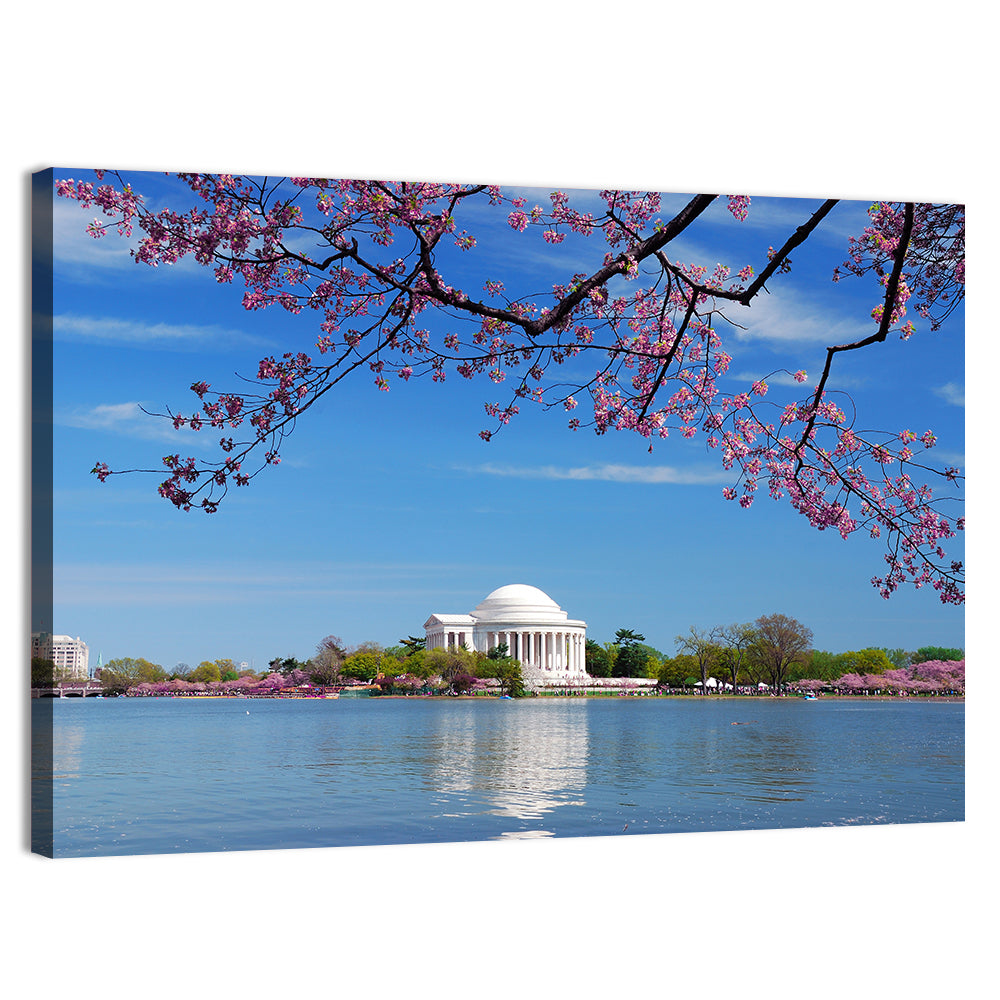 Thomas Jefferson Memorial with Cherry Blossoms Wall Art, canvas print, landscape