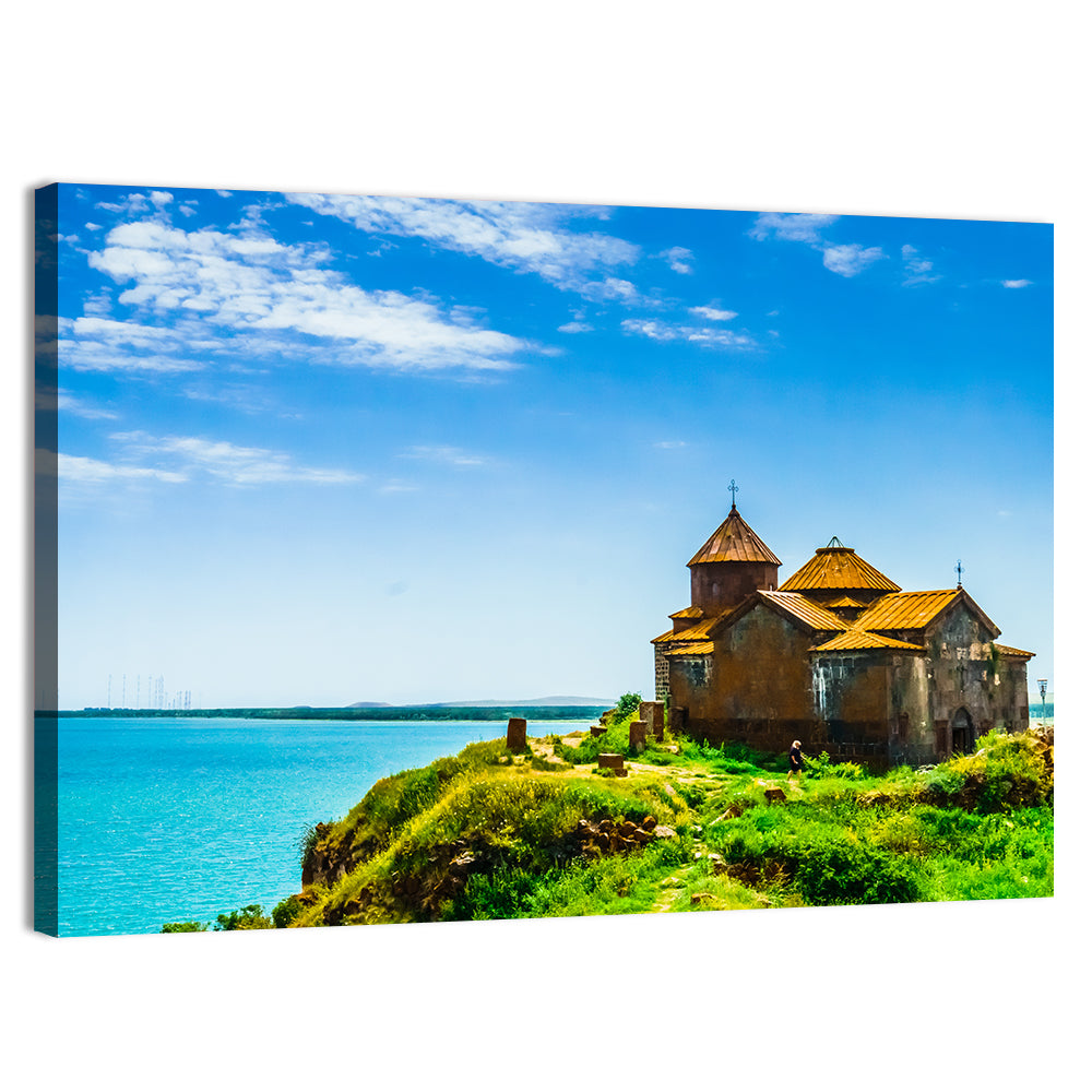 Sevanavank on Lake Sevan Wall Art, canvas print, landscape