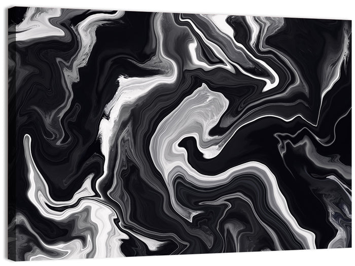 Flowing Black Marble Abstract Wall Art as a canvas print