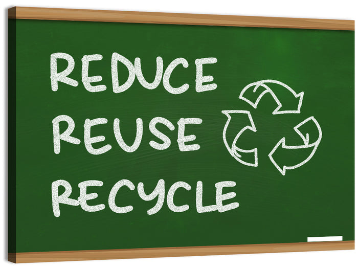 Reduce Reuse Recycle Chalkboard Wall Art as a canvas print