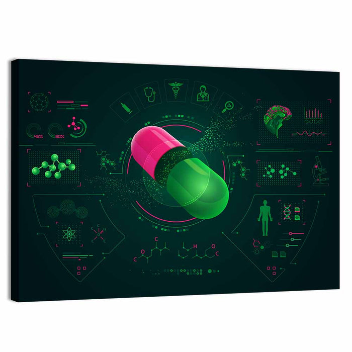 Pharmaceutical Analysis Interface Wall Art as a canvas print