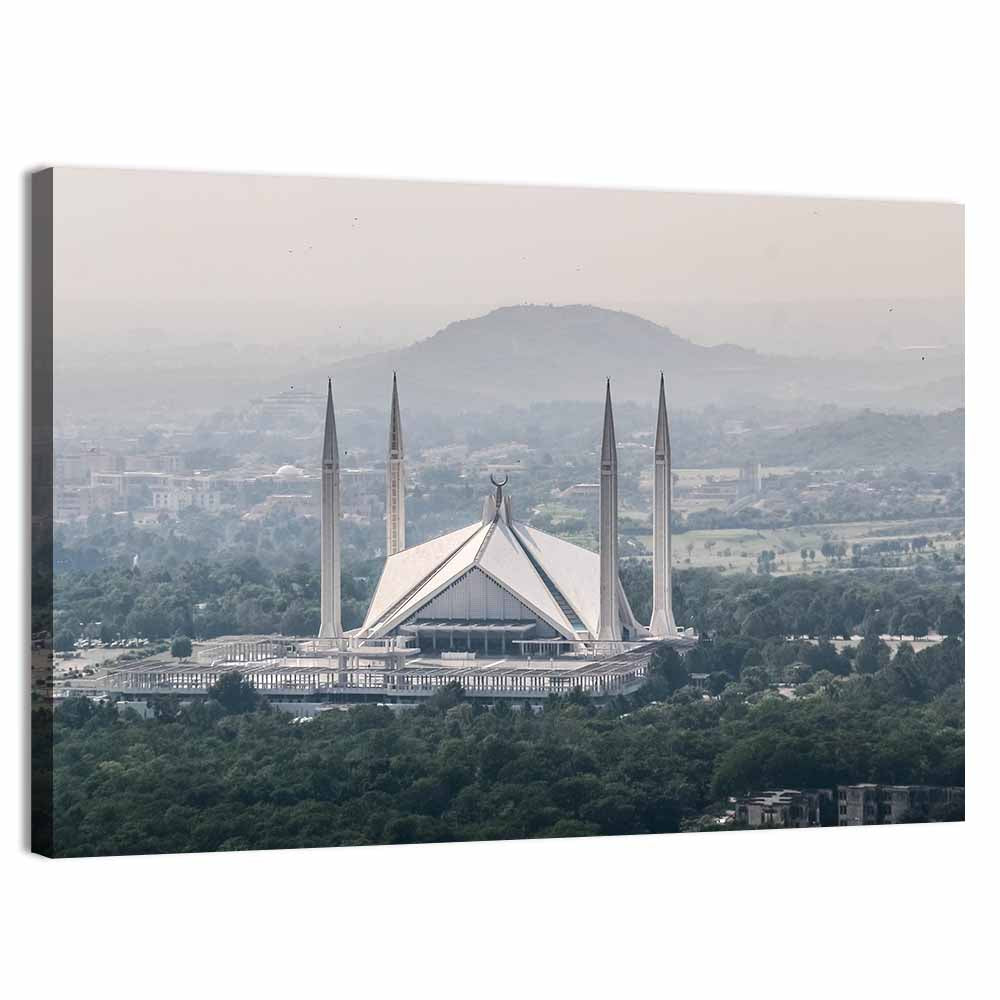 Faisal Mosque Over Margalla Hills Wall Art, canvas print, landscape