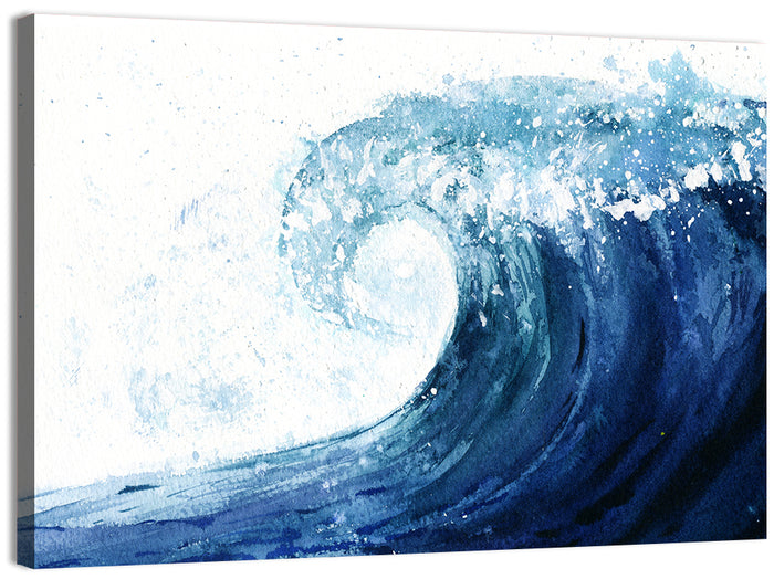 Watercolor Cresting Wave Wall Art as a canvas print