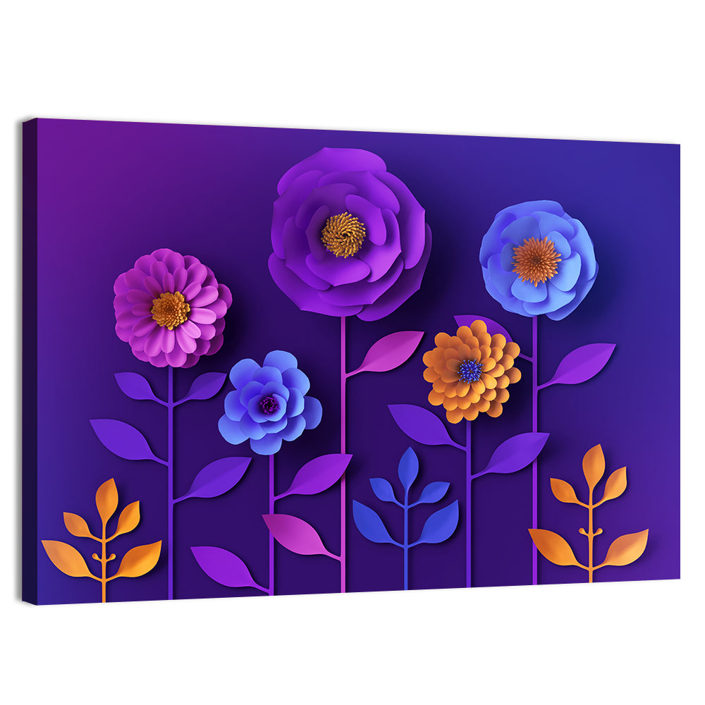 Layered Paper Bloom Illustration Wall Art, canvas print, landscape