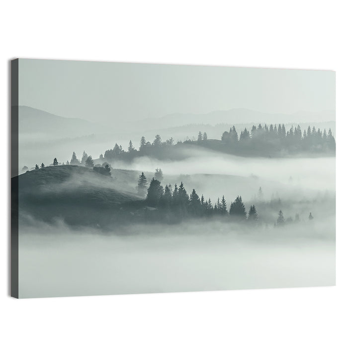 Carpathian Morning Mist Wall Art as a canvas print