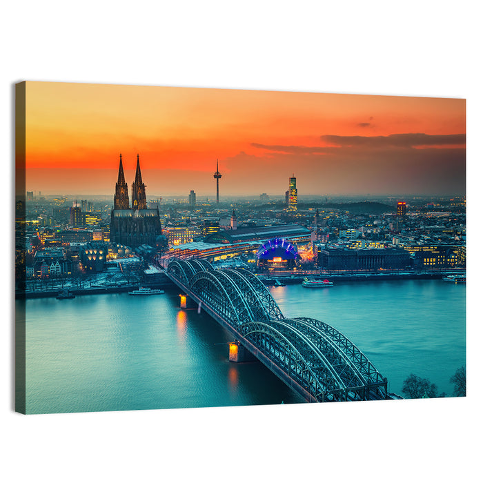 Hohenzollern Bridge at Dusk Wall Art as a canvas print