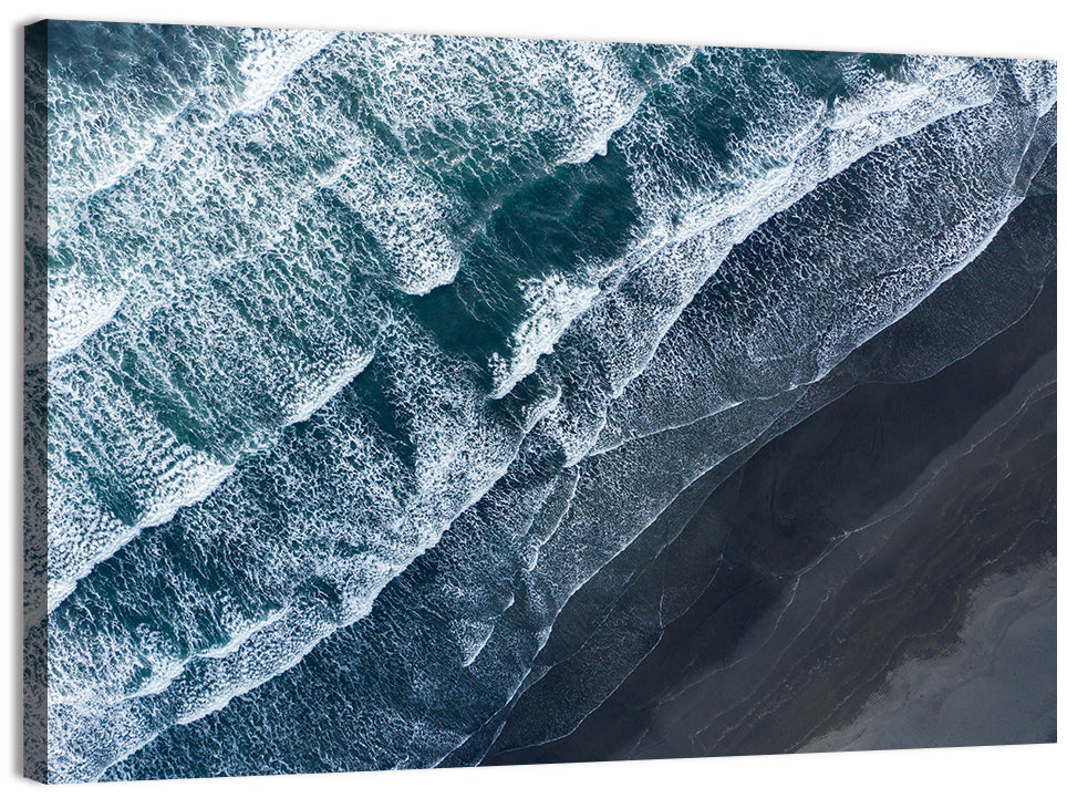 Volcanic Surf on Black Sand Wall Art, canvas print, landscape
