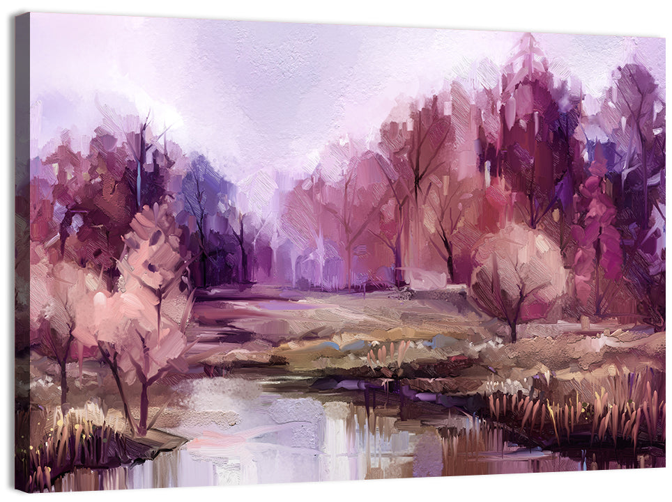 Lavender Autumn Forest Watercolor Wall Art, canvas print, landscape