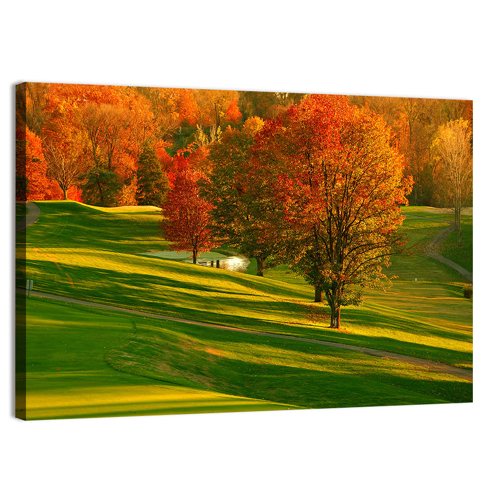 Golden Hour Golf Course Wall Art, canvas print, landscape