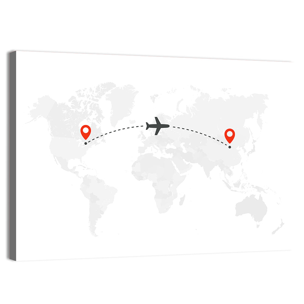 Air Travel World Map Wall Art, canvas print, landscape