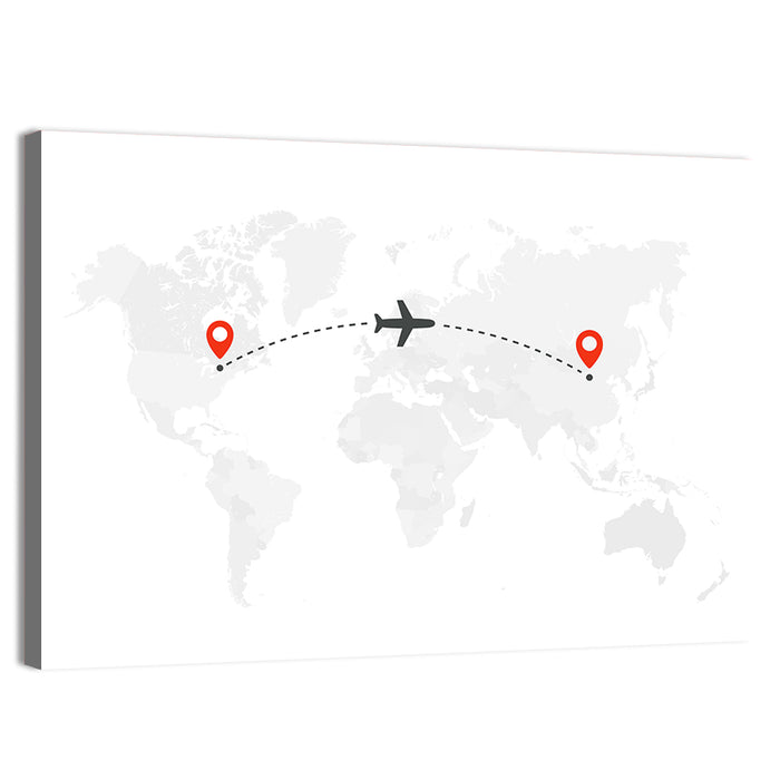 Air Travel World Map Wall Art as a canvas print