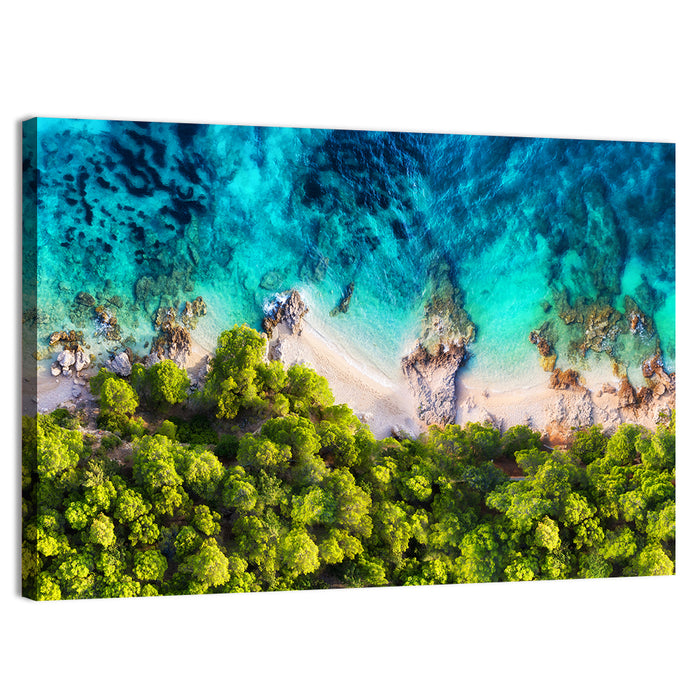 Croatian Turquoise Coastline Wall Art as a canvas print