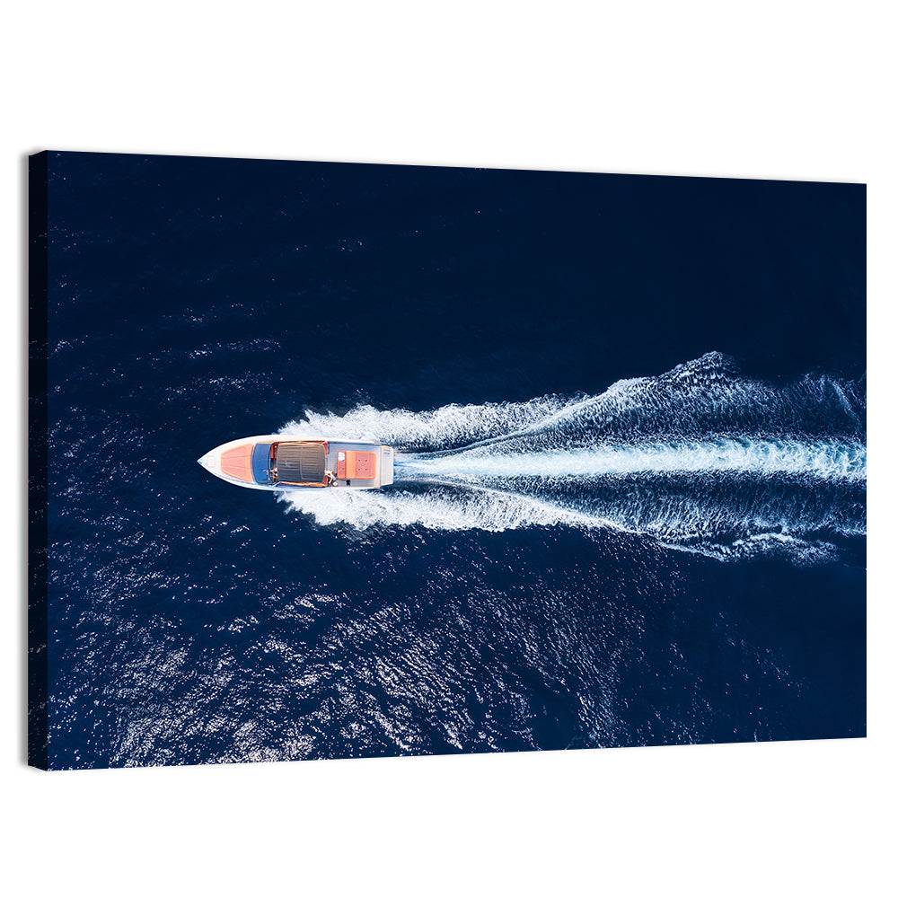 Sleek Speedboat Over Navy Sea Wall Art, canvas print, landscape