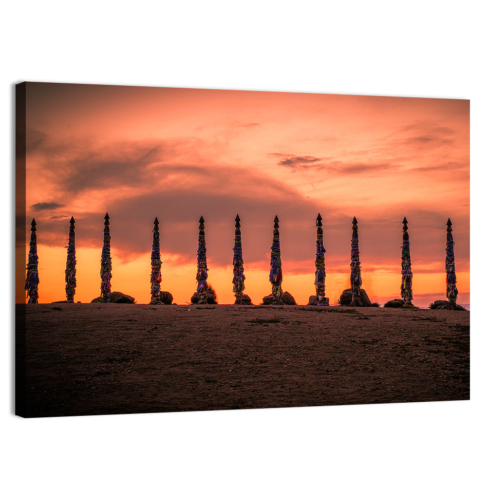 Shaman Pillars at Dusk Wall Art, canvas print, landscape