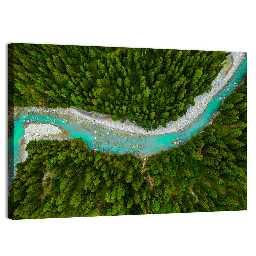 Inn River Aerial View Wall Art, canvas print, landscape