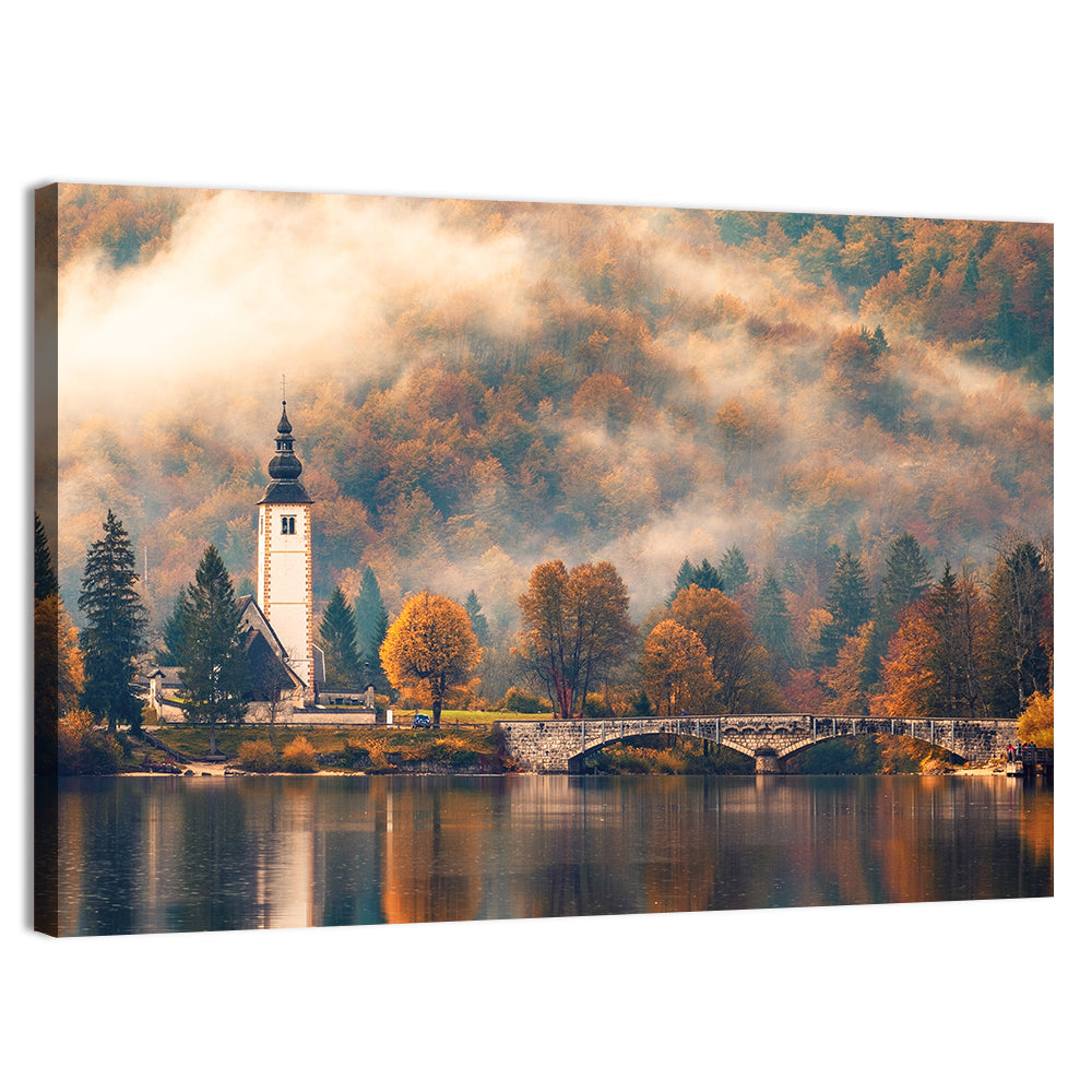 Lake Bohinj Foggy Morning Wall Art, canvas print, landscape