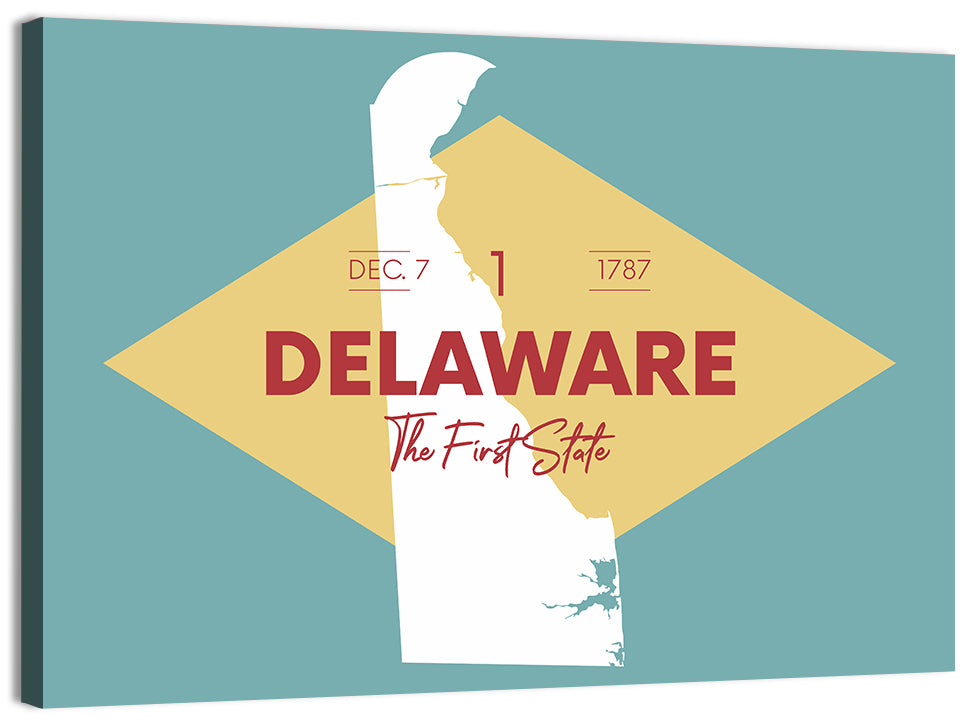 Delaware State Map Graphic Wall Art, canvas print, landscape