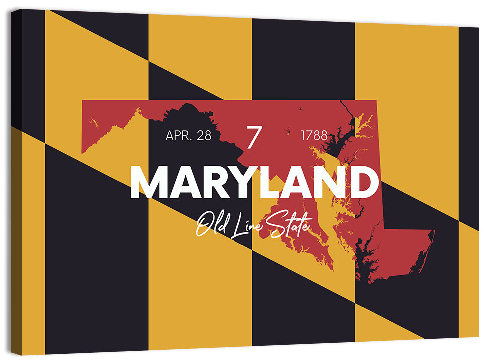 Maryland Flag Map Wall Art, canvas print, landscape