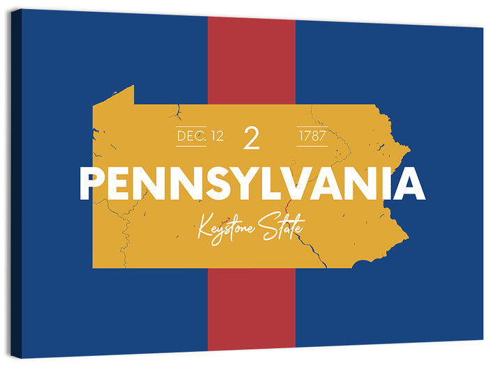 Keystone State Map Graphic Wall Art as a canvas print