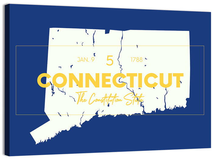 Connecticut State Silhouette Wall Art as a canvas print