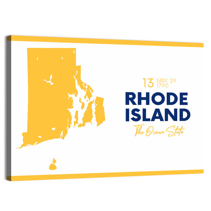 Rhode Island Map Wall Art as a canvas print