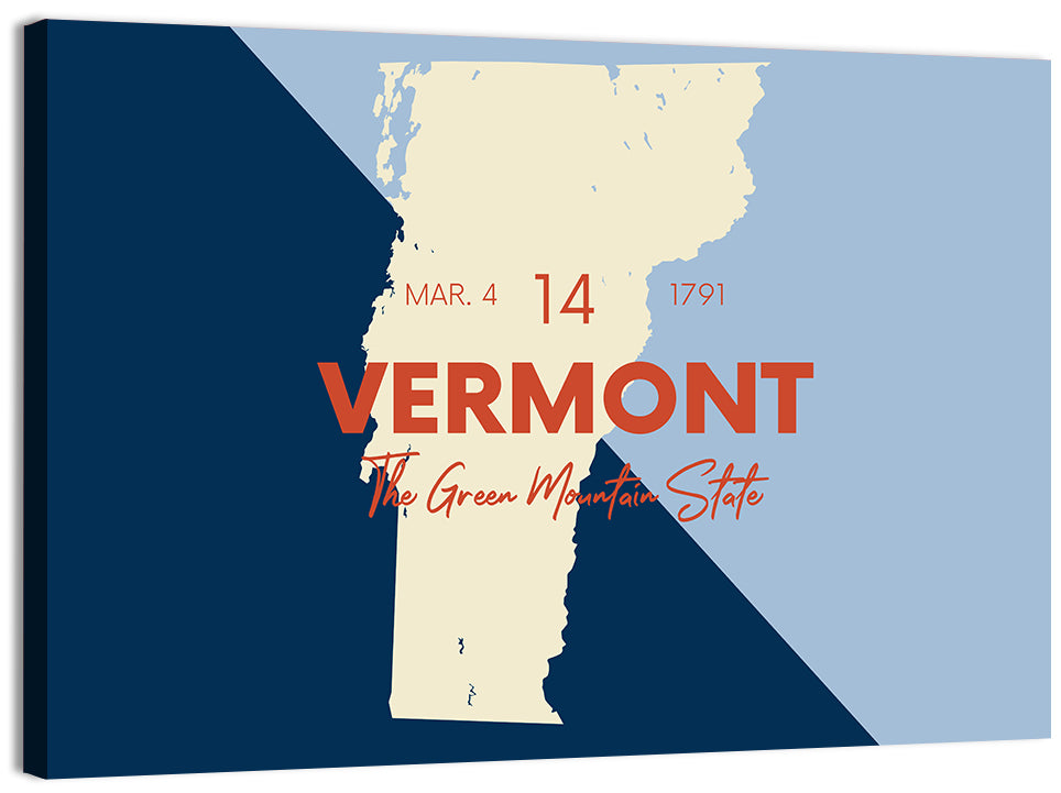 Vermont Map, Green Mountain State Wall Art, canvas print, landscape